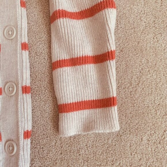 Banana Republic Tunic Sweater Small Striped Cream Coral Cotton Blend - Picture 4 of 9